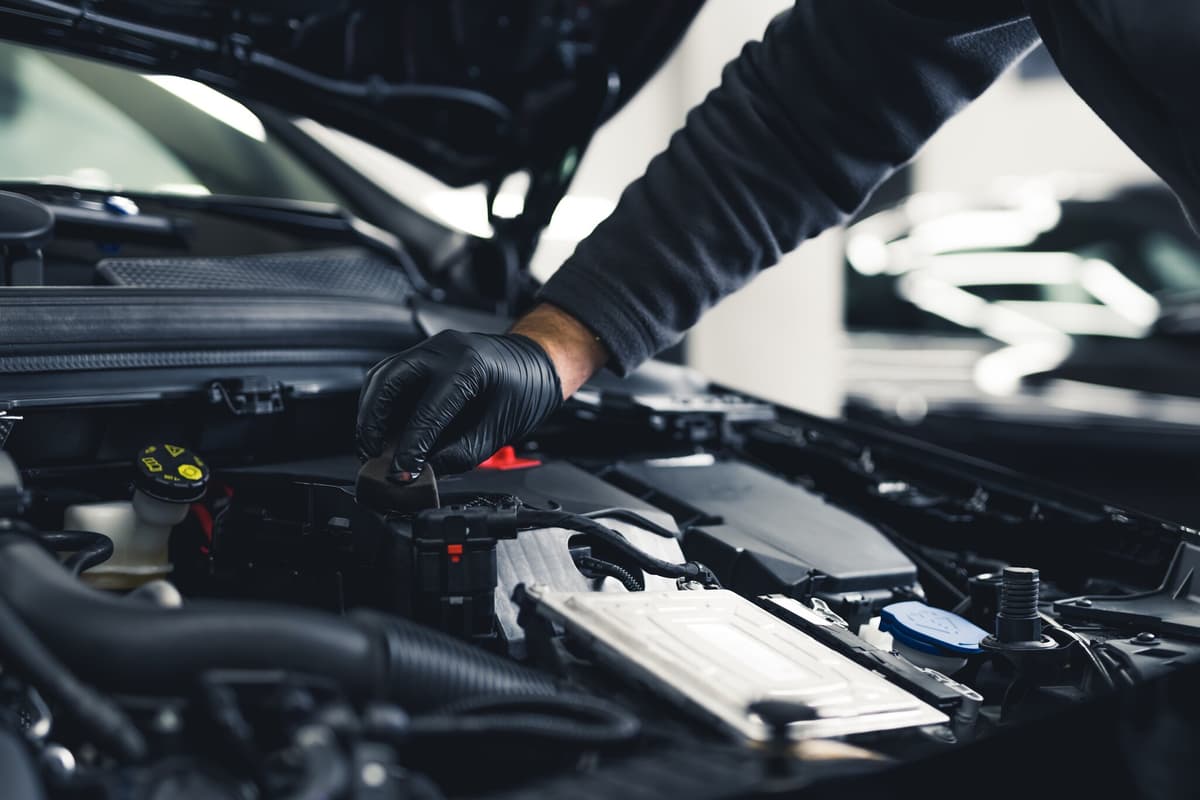 Mechanic working on a car